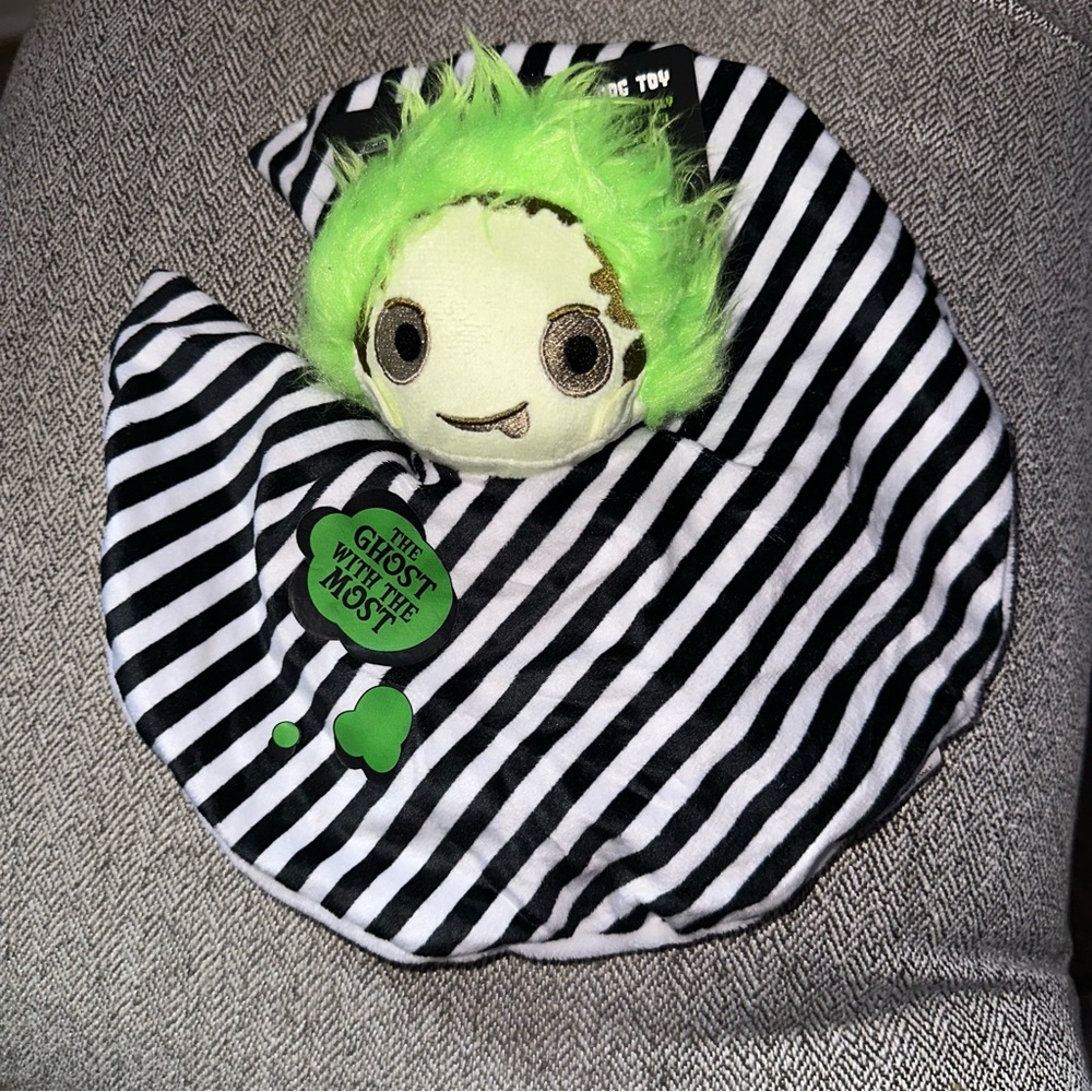New Dog Toy Fetch For Pets Beetle Juice Blanket Body Snuggle, Crinkle, Squeaker
